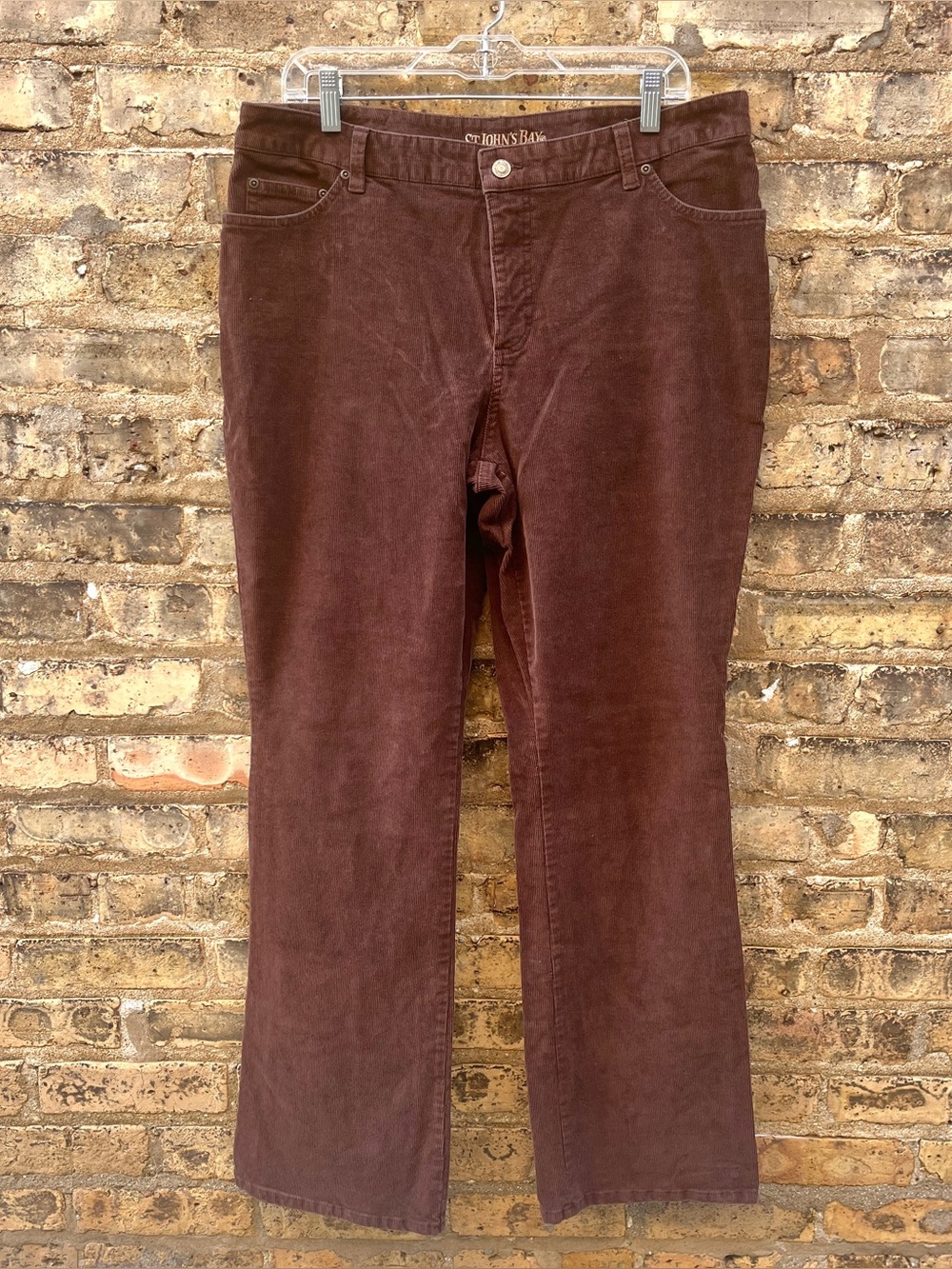 St. John's Bay Boot Cut Pants Corduroys Brown School Fall Size 14